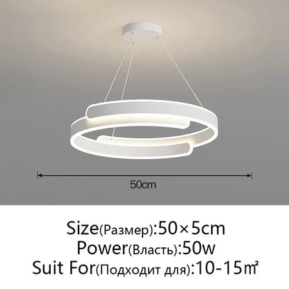 Modern black & white led ring chandelier living room pendant light