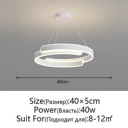 Modern black & white led ring chandelier living room pendant light