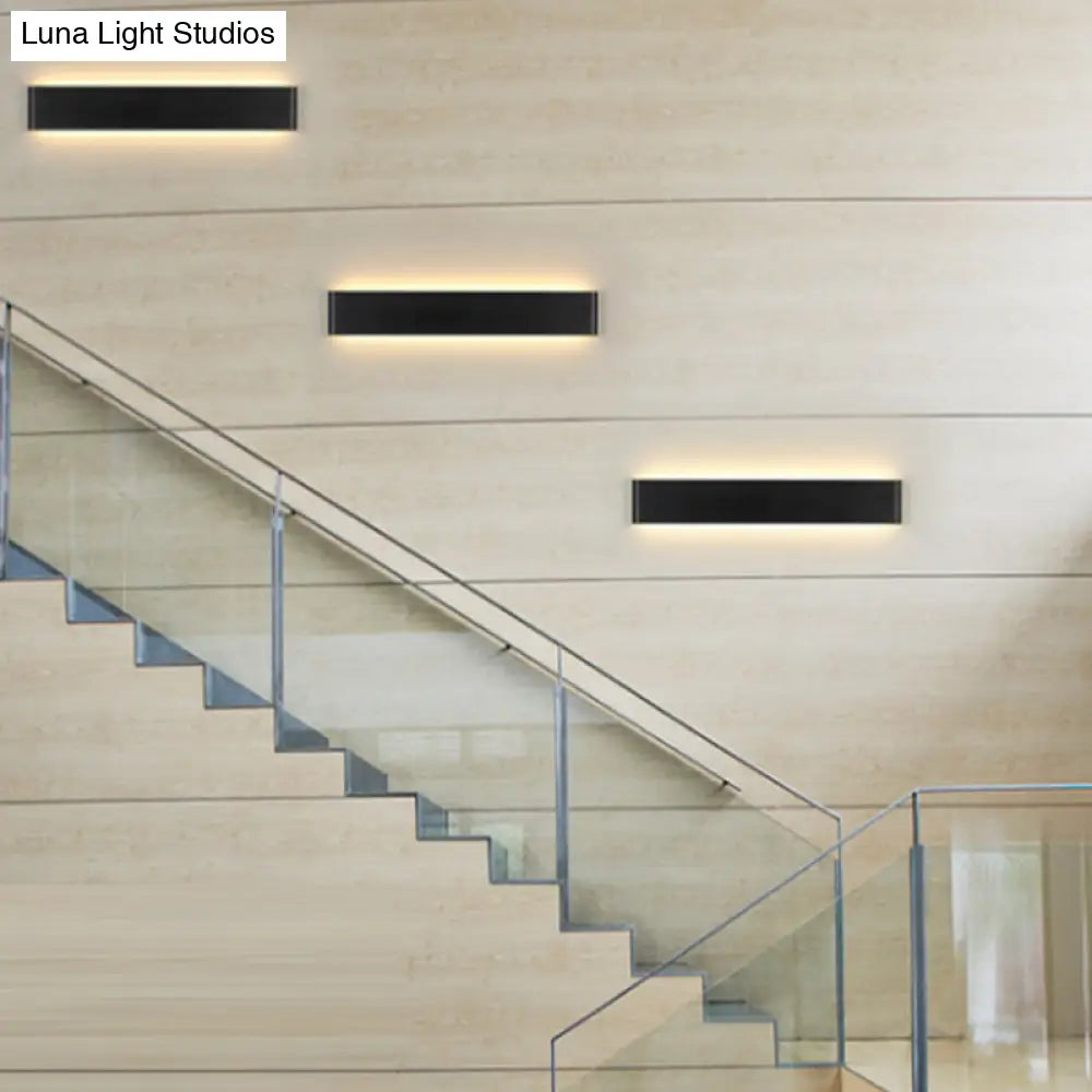 DecorBites™ Modern Black/White LED Wall Lamp with Rectangular Metal Shade - Great Room Sconce Fixture