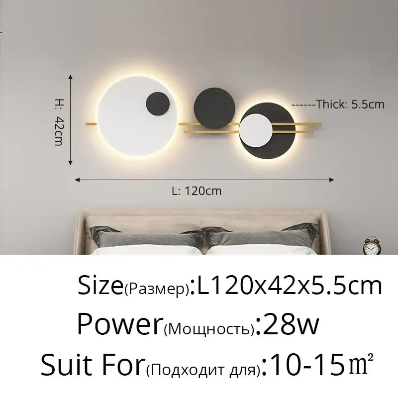 Modern black & white led wall lamps bedroom geometric lighting