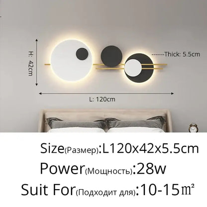 Modern black & white led wall lamps bedroom geometric lighting