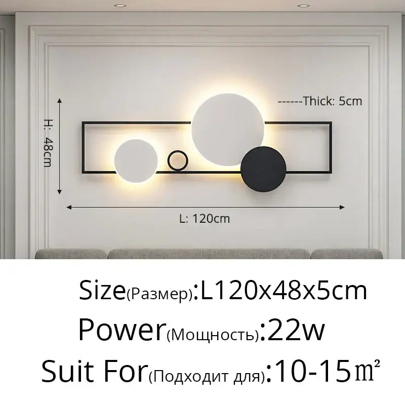 Modern black & white led wall lamps bedroom geometric lighting