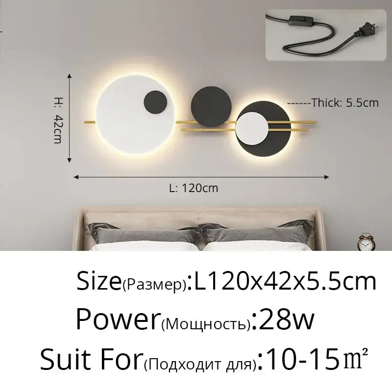 Modern black & white led wall lamps bedroom geometric lighting