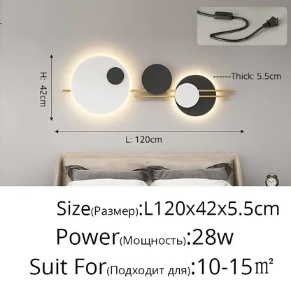Modern black & white led wall lamps bedroom geometric lighting