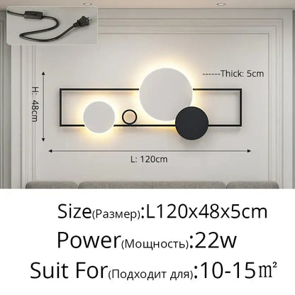 Modern black & white led wall lamps bedroom geometric lighting