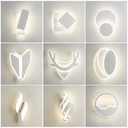 Modern black & white led wall lamps for bedroom sculptural spin design