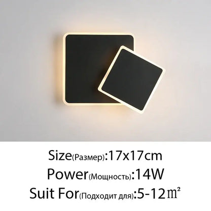 Modern black & white led wall lamps for bedroom sculptural spin design