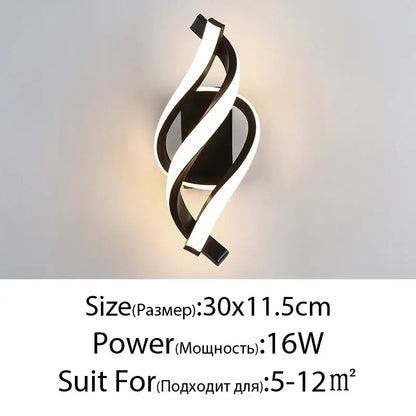 Modern black & white led wall lamps for bedroom sculptural spin design
