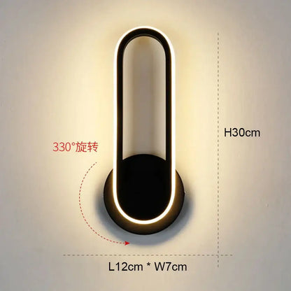 Modern black & white led wall light – bedroom geometric sconce