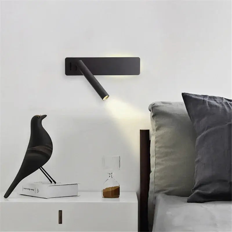 Modern black & white led wall reading lamp for bedroom