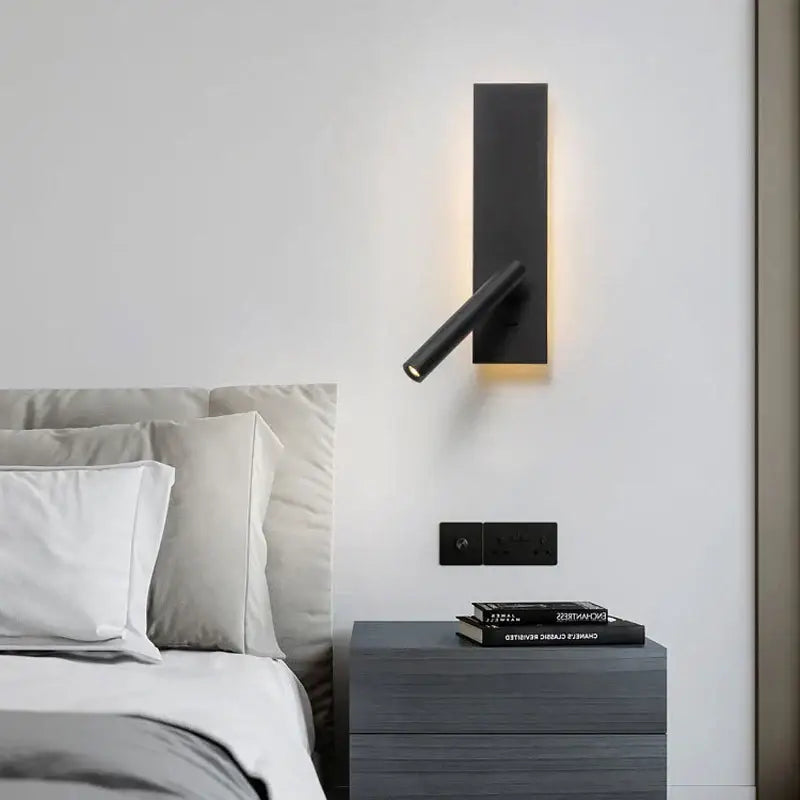 Modern black & white led wall reading lamp for bedroom