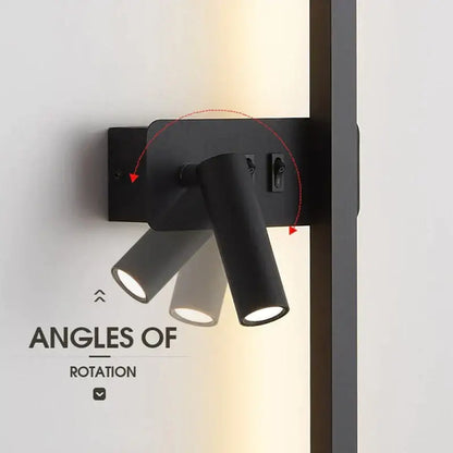 Modern black & white led wall spot light bedroom sconce adjustable arm