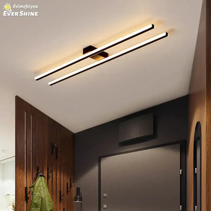 Modern black & white linear led ceiling light for living room