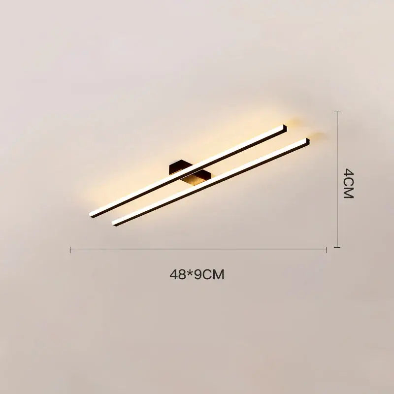 Modern black & white linear led ceiling light for living room