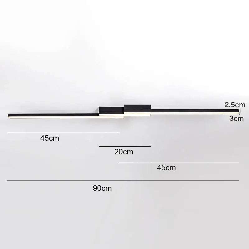 Modern black & white linear led ceiling light for living room