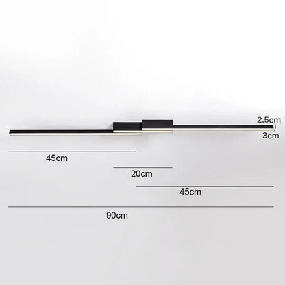 Modern black & white linear led ceiling light for living room