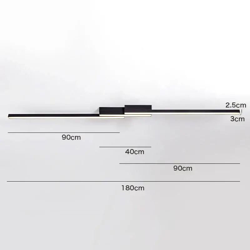 Modern black & white linear led ceiling light for living room