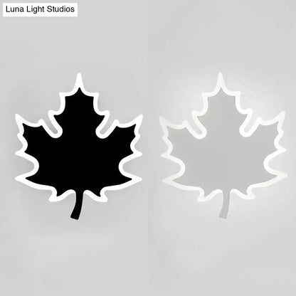 Modern black & white maple leaf sconce light bedroom wall decor