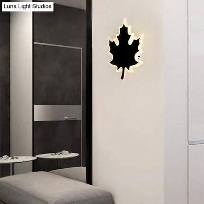 Modern black & white maple leaf sconce light bedroom wall decor