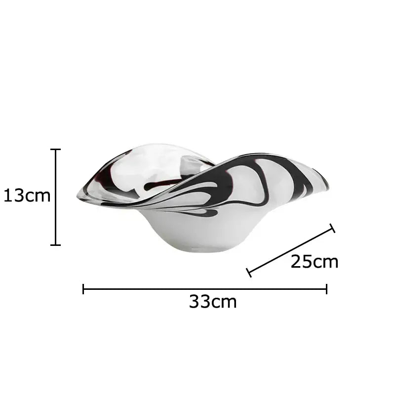 Modern black & white marbled glass fruit plate dining room bowl