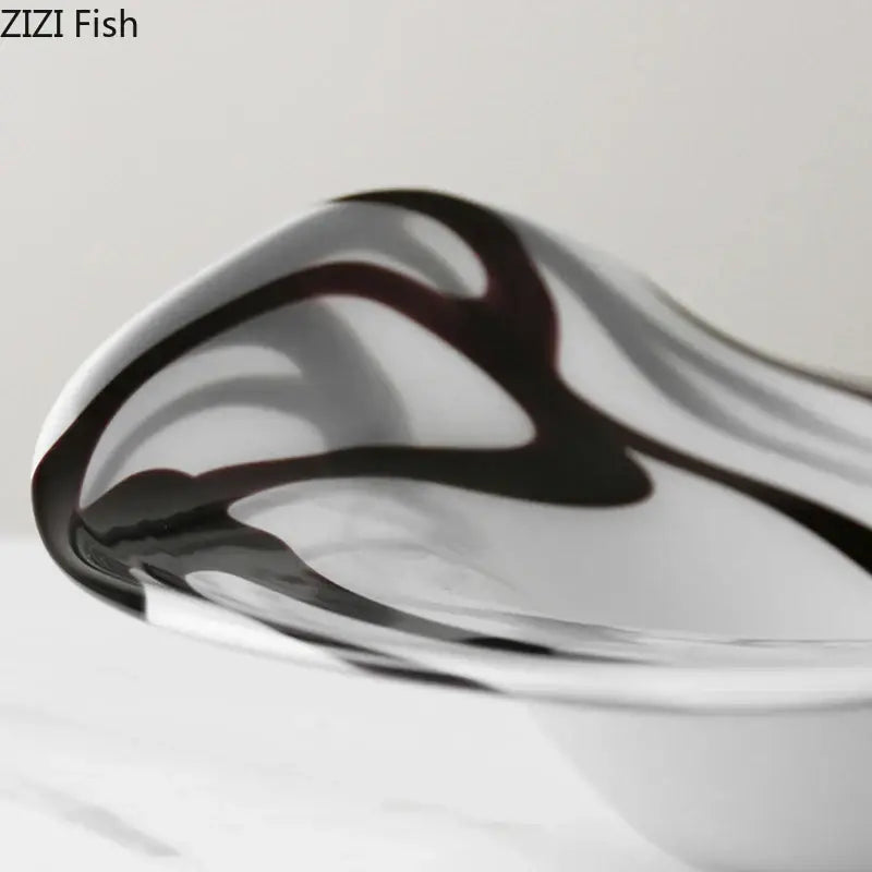 Modern black & white marbled glass fruit plate dining room bowl
