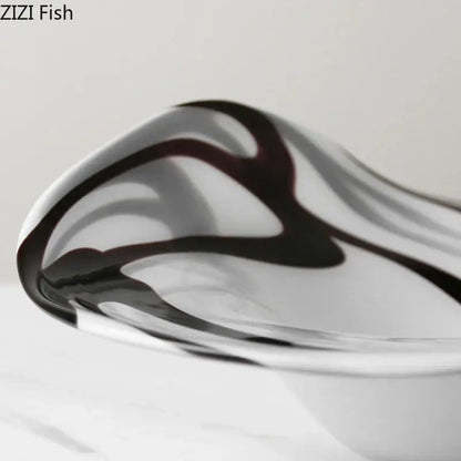 Modern black & white marbled glass fruit plate dining room bowl