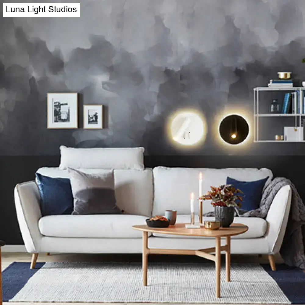 Modern black & white metal wall lamp – living room led sconce