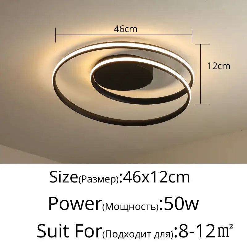 Modern black & white minimalist led ceiling light for living room