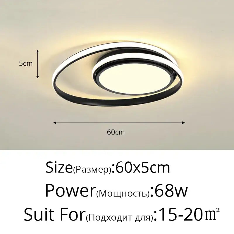 Modern black & white minimalist led ceiling light for living room