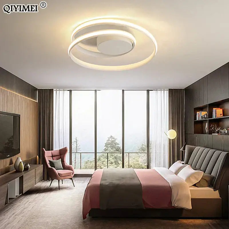 Modern black & white minimalist led ceiling light for living room