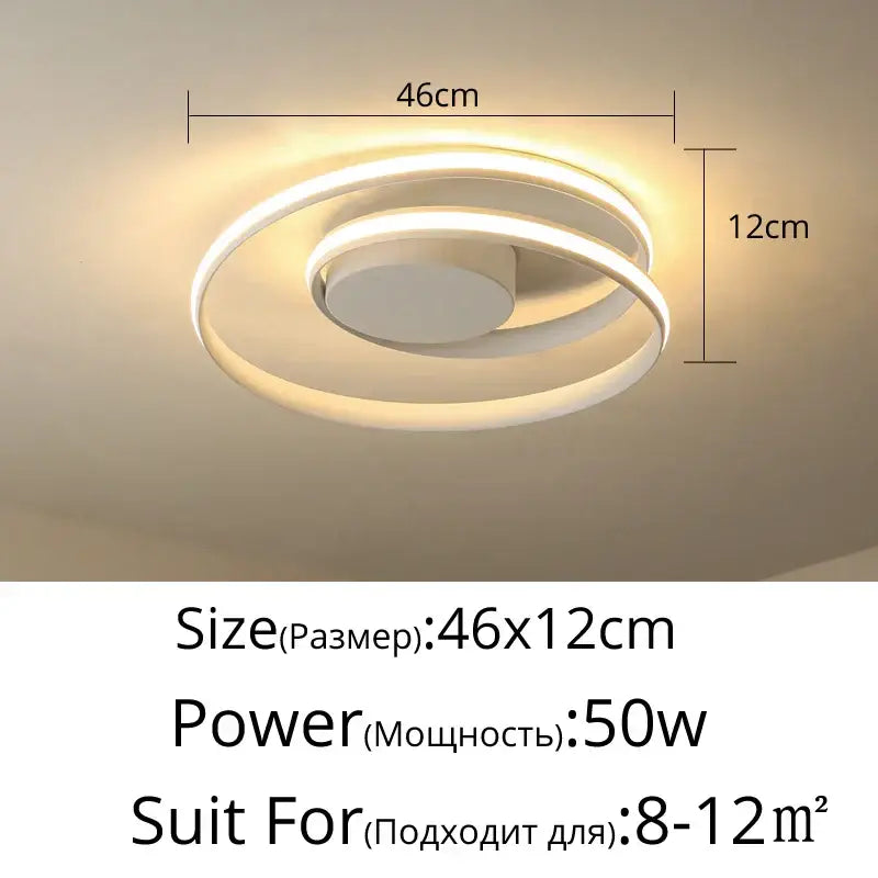 Modern black & white minimalist led ceiling light for living room