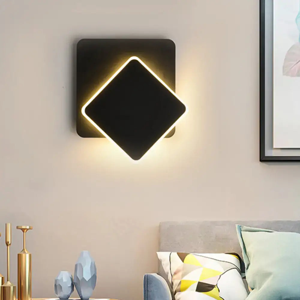 Modern black & white minimalist led wall lamp bedroom sconce
