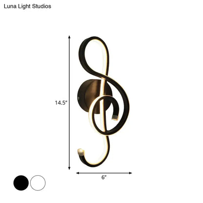 Modern black & white musical note wall lamp – bedroom acrylic shade