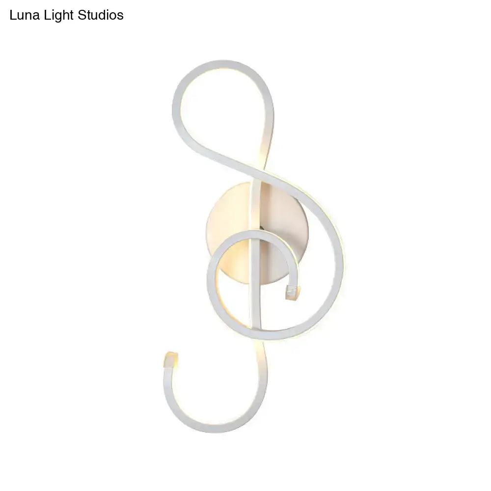 Modern black & white musical note wall lamp – bedroom acrylic shade