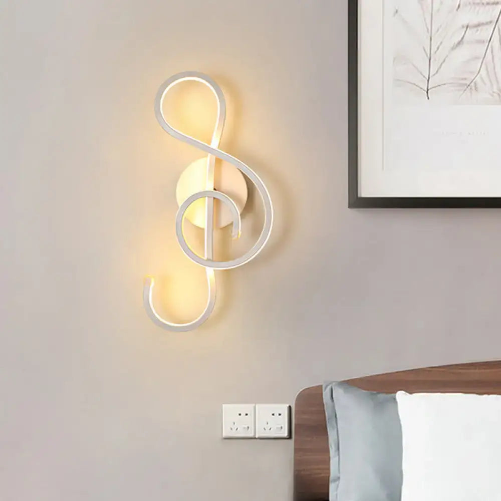 Modern black & white musical note wall lamp – bedroom acrylic shade