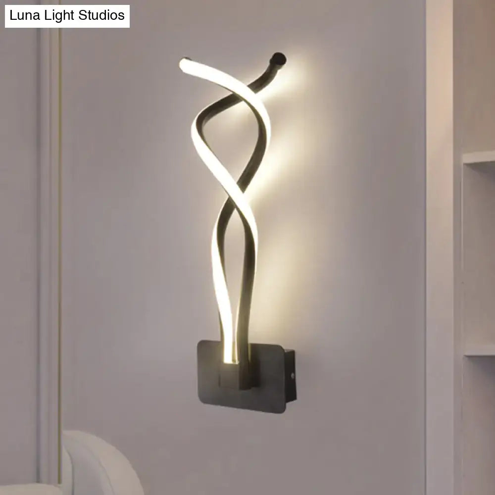 Modern black & white musical note wall lamp – bedroom acrylic shade