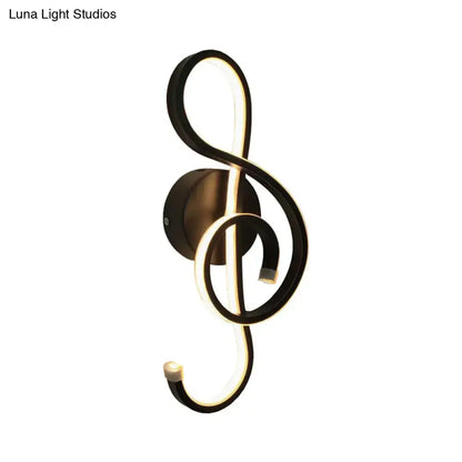 Modern black & white musical note wall lamp – bedroom acrylic shade