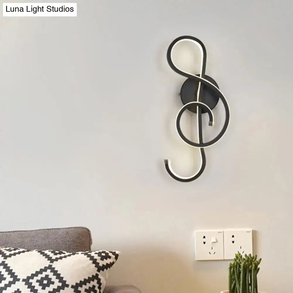 Modern black & white musical note wall lamp – bedroom acrylic shade