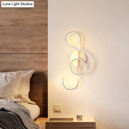 Modern black & white musical note wall lamp – bedroom acrylic shade