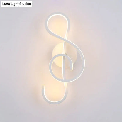 Modern black & white musical note wall lamp – bedroom acrylic shade