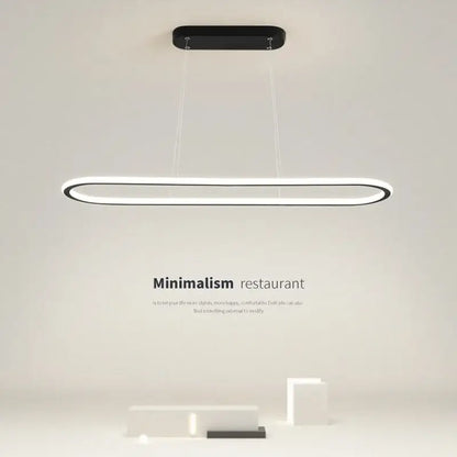 Modern black & white oval led chandelier dining room pendant light