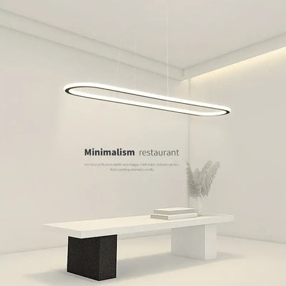 Modern black & white oval led chandelier dining room pendant light