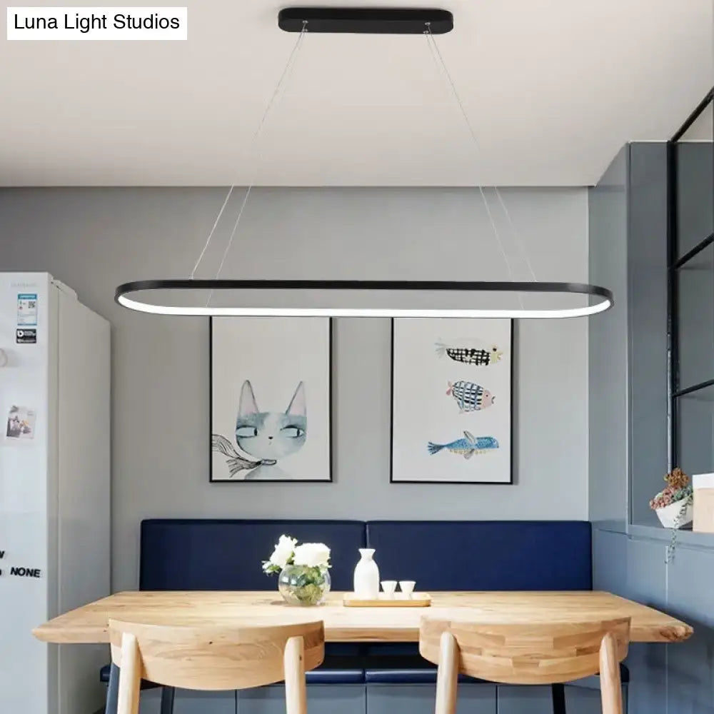 Modern black & white oval led light kitchen island pendant 110v-120v