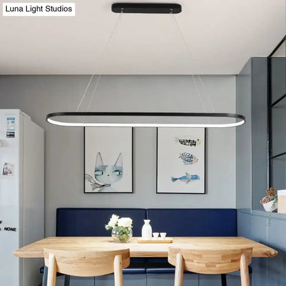 Modern black & white oval led light kitchen island pendant 110v-120v