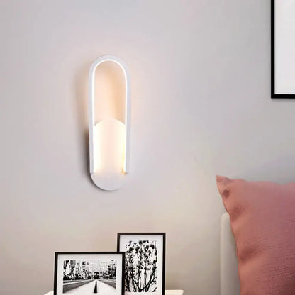 Modern black & white oval led wall sconce parlor warm white light