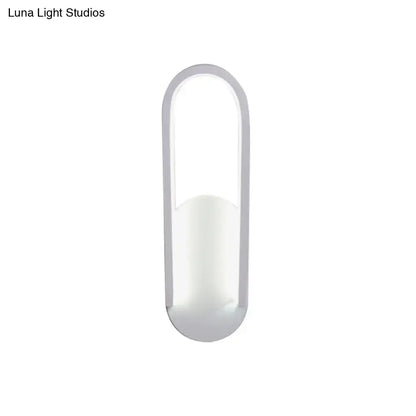 Modern black & white oval led wall sconce parlor warm white light