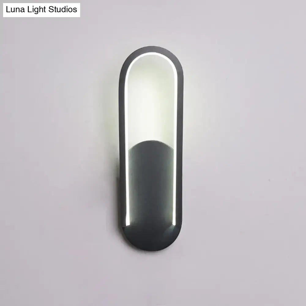 Modern black & white oval led wall sconce parlor warm white light