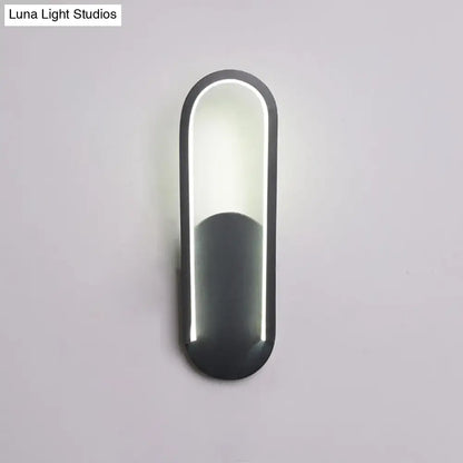 Modern black & white oval led wall sconce parlor warm white light