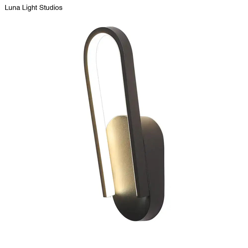 Modern black & white oval led wall sconce parlor warm white light
