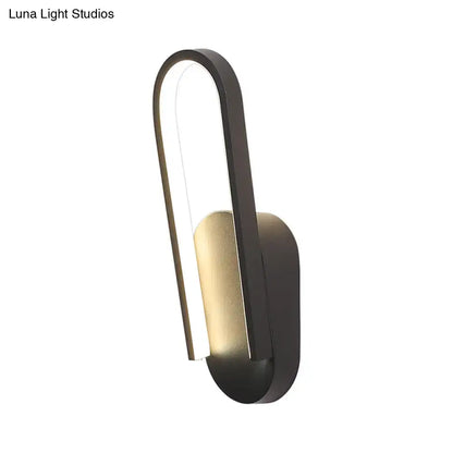 Modern black & white oval led wall sconce parlor warm white light